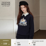 Teenie Weenie小熊卫衣女春秋简约基础大熊刺绣圆领卫衣上衣女 藏青色 L