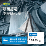 宜家（IKEA）HUNDBAR胡恩巴尔薄被四季被空调被纤维被床品卧室学生宿舍 蓝色白色凉被200X230cm