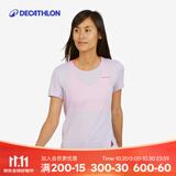 迪卡侬（DECATHLON）速干T恤男女运动户外健身宽松快干吸汗跑步短袖QUMM MH100 女款-薰衣紫 M