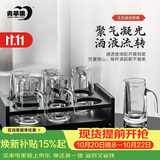 青苹果白酒杯二两杯刻度分酒器玻璃酒壶6只 家用饭店待客