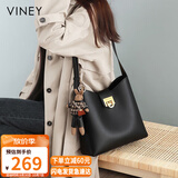 viney牛皮包包女包品牌水桶包轻奢单肩斜挎包生日礼物高级感送女友老婆
