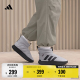 adidas ADIPUFF面包鞋防滑耐磨一脚蹬柔软中高帮休闲棉鞋阿迪达斯   轨道灰/黑色 (推荐选大半码)   44.5