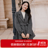 香影白色羊毛双面呢大衣女秋冬新款收腰小个子西装中长款呢子外套 中灰 L 165/88A/110-125斤
