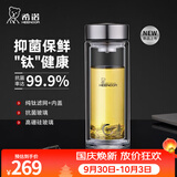 希诺（heenoor）双层玻璃杯男士办公泡茶杯送礼耐高温大容量水杯节日礼物礼盒 【升级纯钛部件】抗菌版410ml