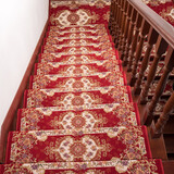 双喜临门 楼梯垫 踏步垫欧式实木楼梯垫免胶自粘吸水防滑地垫可水洗 900红色 26cm*65cm（加厚升级：免胶底+3厘米折边）