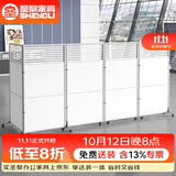 圣黎办公室移动屏风推拉隔断墙简约现代公司活动折叠屏风白色玻璃