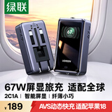 绿联67W屏显多国旅行充电器65W PD充电头欧标欧洲韩国英标德标美标日本新加坡出国旅游多功能转换插头