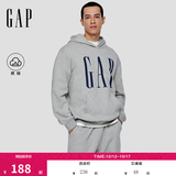 GAP男女装秋季logo印花抓绒宽松套头连帽衫卫衣786923 浅灰色 2XL (185/104A) 亚洲尺码