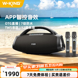 维尔晶（W-King）D20便携式K歌蓝牙音响斜挎式家庭派对露营蓝牙音箱户外IPX7级防水全景音低音炮KTV广场舞音响礼物 【黑色】APP智控音效丨TWS串联丨OTG直播丨7级防水