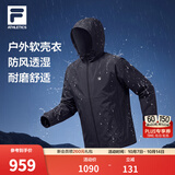 FILA斐乐抓绒防泼水运动外套26秋冬季新款男款软壳防风衣通勤夹克上衣 【多功能单层秋季版】正黑色-BK 2XL 185/104A/XXL
