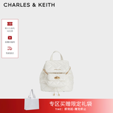 CHARLES&KEITH菱格大容量柔软背包书包双肩包包女包生日开学礼物CK2-60151400 Cream奶白色 S
