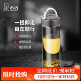 希诺单层玻璃杯男户外大容量水杯便携带提环车载透明泡茶杯子450mL