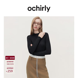 欧时力（OCHIRLY）可机洗100%美丽诺羊毛120支毛衣无缝一体秋 黑色 L