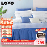 LOVO罗莱家纺 全棉四件套100%纯棉斜纹床单被套枕套双人200*230cm