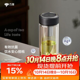 万象（WANXIANG）抗菌双层玻璃杯经典皮纹V20RgL商务便携泡茶杯370ML大容量家用杯