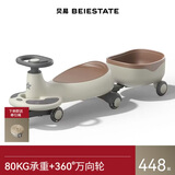 贝易BEIESTATE典藏扭扭车 1-3岁儿童摇摇车大人可坐防侧翻声光拖箱款 云母灰