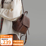 viney牛皮双肩包女复古学生高中初中书包轻便旅游旅行背包生日礼物女友