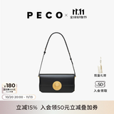 PECO无可替代徐迟同款易拉罐法棍包斜挎豆腐包时尚复古单肩腋下小方包 baby经典黑蓝内里头层手搓纹牛皮