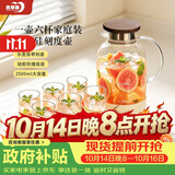 青苹果高硼硅耐热玻璃冷水壶水杯套装 2.5L凉水壶*1只+玻璃杯295ml*6只