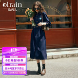 Olrain【版型升级】欧芮儿收腰牛仔连衣裙女装气质通勤裙子 普鲁士蓝 M