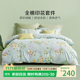 百丽丝四件套床上纯棉100%全棉四件套被套床单被罩双人床上用品套件亲肤1.8m床
