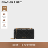 CHARLES&KEITH质感菱格链条小方钱包女包包女包生日礼物送女友CK6-10680924 Black黑（新2.0） XS
