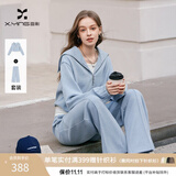 香影蓝色休闲运动套装女2026秋装新款假两件卫衣阔腿裤两件套 航线蓝 M