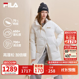 斐乐蓬蓬羽绒服丨FILA过膝长款羽绒女连帽防污保暖外套 云菇白-WT S 160/80A