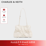 CHARLES&KEITH褶皱蝴蝶结单肩腋下包斜挎包生日礼物包包女包26新款CK2-20151672 Cream奶白色 M