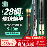 神鲨13米翠神本流炮竿28调超轻超硬传统钓手竿鱼竿草洞钓竿鱼杆渔具