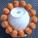 盘道野生山桃核桃胡手串光珠霸王龙蚂蚁纹磨盘满天星脑纹桃核手持手链 刺龙纹18-20mm