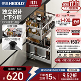悍高（HIGOLD）拉篮304不锈钢厨房橱柜双层调味篮带阻尼导轨 450柜2层-PDL系列调味篮