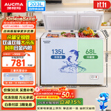 澳柯玛（AUCMA）双温系列203升双箱家用冰柜 冷藏冷冻卧式双门钢板冰箱冷藏全铜管一级能效 BCD-203CNE以旧换新