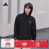 adidas加厚毛圈布连帽卫衣套头衫单穿上衣男女秋冬阿迪达斯轻运动   黑色   L