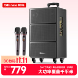 新科V50广场舞音响户外大音量拉杆音箱五喇叭木质箱体大功率家用K歌移动摆摊低音炮 10吋双咪