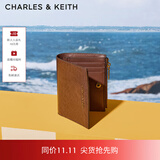 CHARLES&KEITH质感纯色包包女包多卡位短款钱包女士生日礼物送女友CK6-10680907 Chocolate巧克力色 XXS