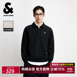 杰克·琼斯（JACK&JONES）26年秋季新款男装宽松肌理POLO翻领运动休闲卫衣男士长袖打底衫 E40黑色 S 170
