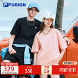 斐乐 FUSION斐乐潮牌女装情侣款针织短袖衫春夏新款凉感防晒宽松T恤 正黑色-BK M （170/92A/M）