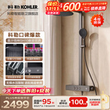 科勒（KOHLER）恒温花洒可升降淋浴器花洒套装二出水三出水恒温淋浴柱 【晨汐雨神SH10】三出水淋浴柱37963-灰色