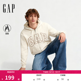 盖璞（GAP）男女装春款LOGO仿羊羔绒宽松连帽衫卫衣美版789781 米色 XL 美码  2XL亚洲码185/108A