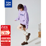 唐狮（TonLion）秋冬女针织前胸文字连帽卫衣百搭减龄时髦韩版潮流连帽卫衣女款