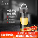 希诺单层玻璃杯男户外大容量水杯便携带提环车载透明泡茶杯子450mL