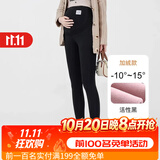 婧麒（JOYNCLEON）孕妇裤鲨鱼裤打底裤孕妇装春秋冬季加绒加厚托腹裤子孕妈装瑜伽裤 活性黑【冬款】保暖亲肤Jyk89529 XL