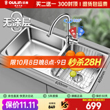 欧琳（OULIN）厨房水槽双槽洗菜盆双槽0涂层SUS304不锈钢加厚洗碗槽左右任选