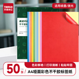 天章 （TANGO）A4彩色不干胶打印纸标签纸 10色混色哑面背胶纸 A4彩纸喷墨激光打印纸 彩色卡纸打印贴纸 50张/盒