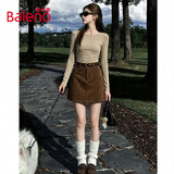 班尼路（Baleno）灯芯绒A字半身裙女2026年冬季简约时尚百搭短裙带内衬防走光裙子