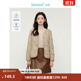 茵曼（INMAN）轻薄简约无领短款羽绒马甲女士2026新款可内搭可外穿薄款外套 卡其色 M