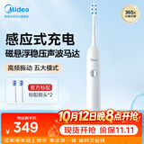 美的（Midea）电动牙刷成人软毛磁悬浮声波马达防水感应式充电MR1极地白MC-AJ0101男女士便携情侣生日节日礼物