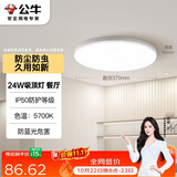 公牛（BULL）吸顶灯IP50防尘防虫卧室阳台过道灯MX-A024C-AS全白24W