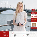 Teenie Weenie小熊连衣裙女夏季法式优雅可爱娃娃领中长款裙子 白色 S (160)